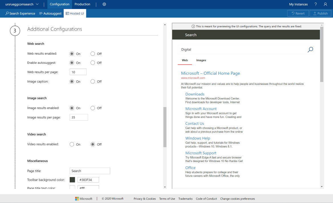 Hosted UI additional configurations