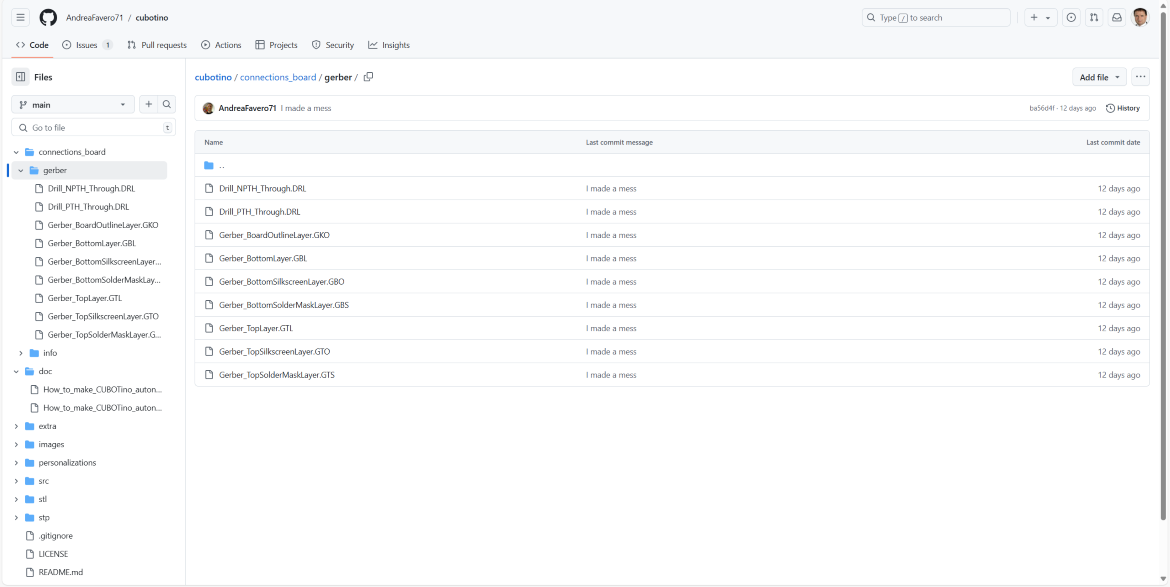 Download Gerber Files from GitHub Repository AndreaFavero71 cubotino.