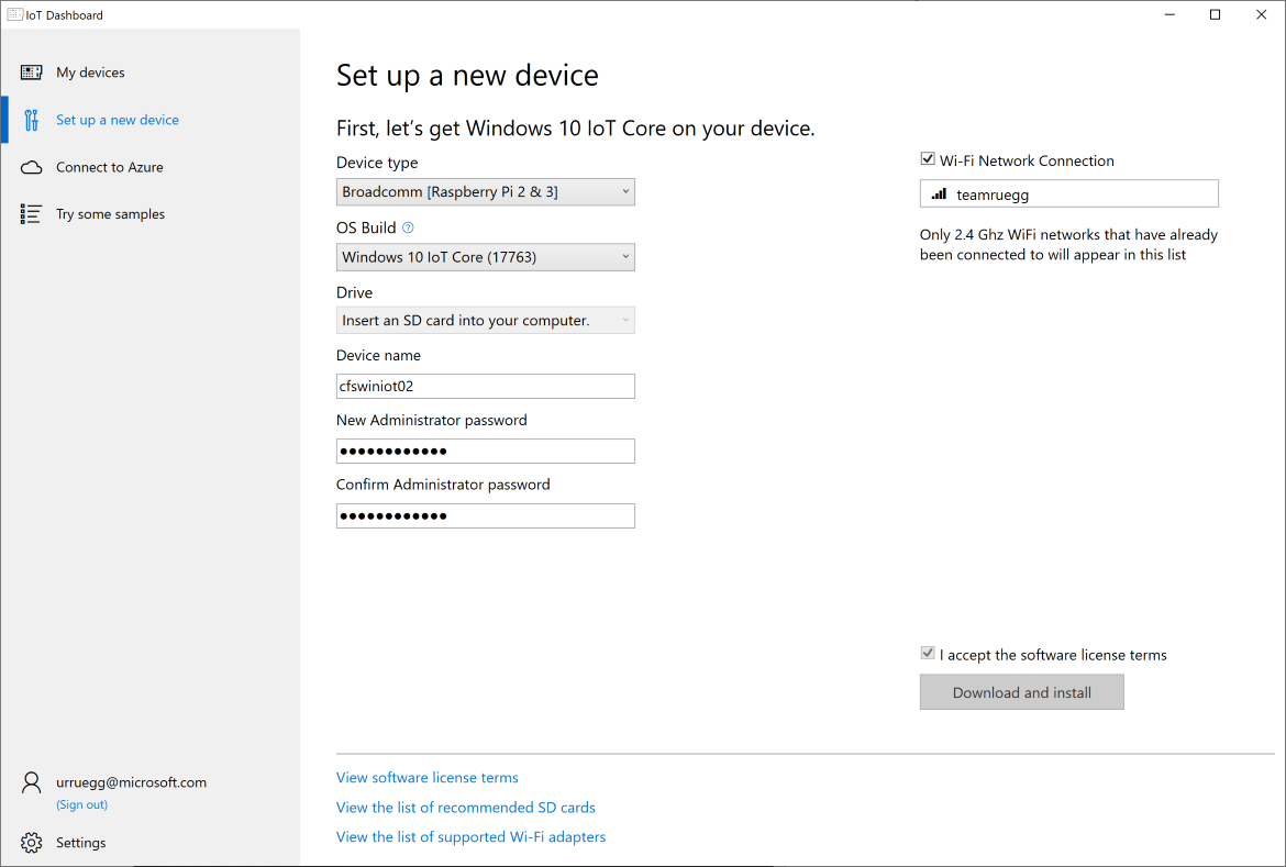 Setup a new device
