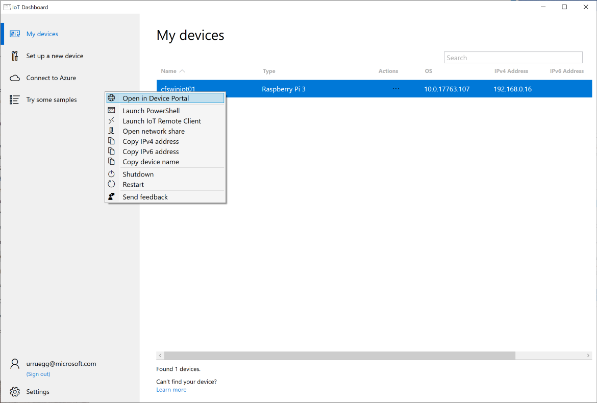 Connecting to the Raspberry Device