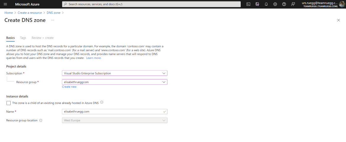 Create an Azure DNS zone