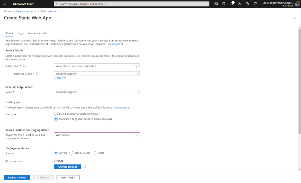 Create a Static Web App