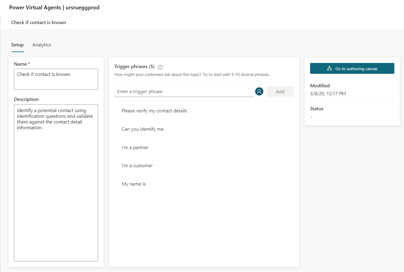 Now add a «Call an action» and choose «Create a flow». This will create a Power Automate flow template interacting with your Power Virtual Agent dialog.